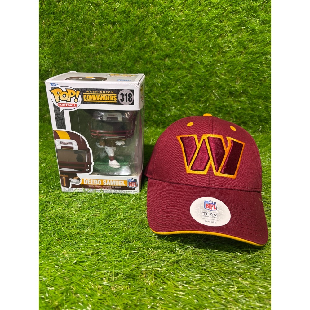 Washington Commanders Deebo Samuel Funko Pop 318 & NFL‎ Team Snapback Hat Bundle